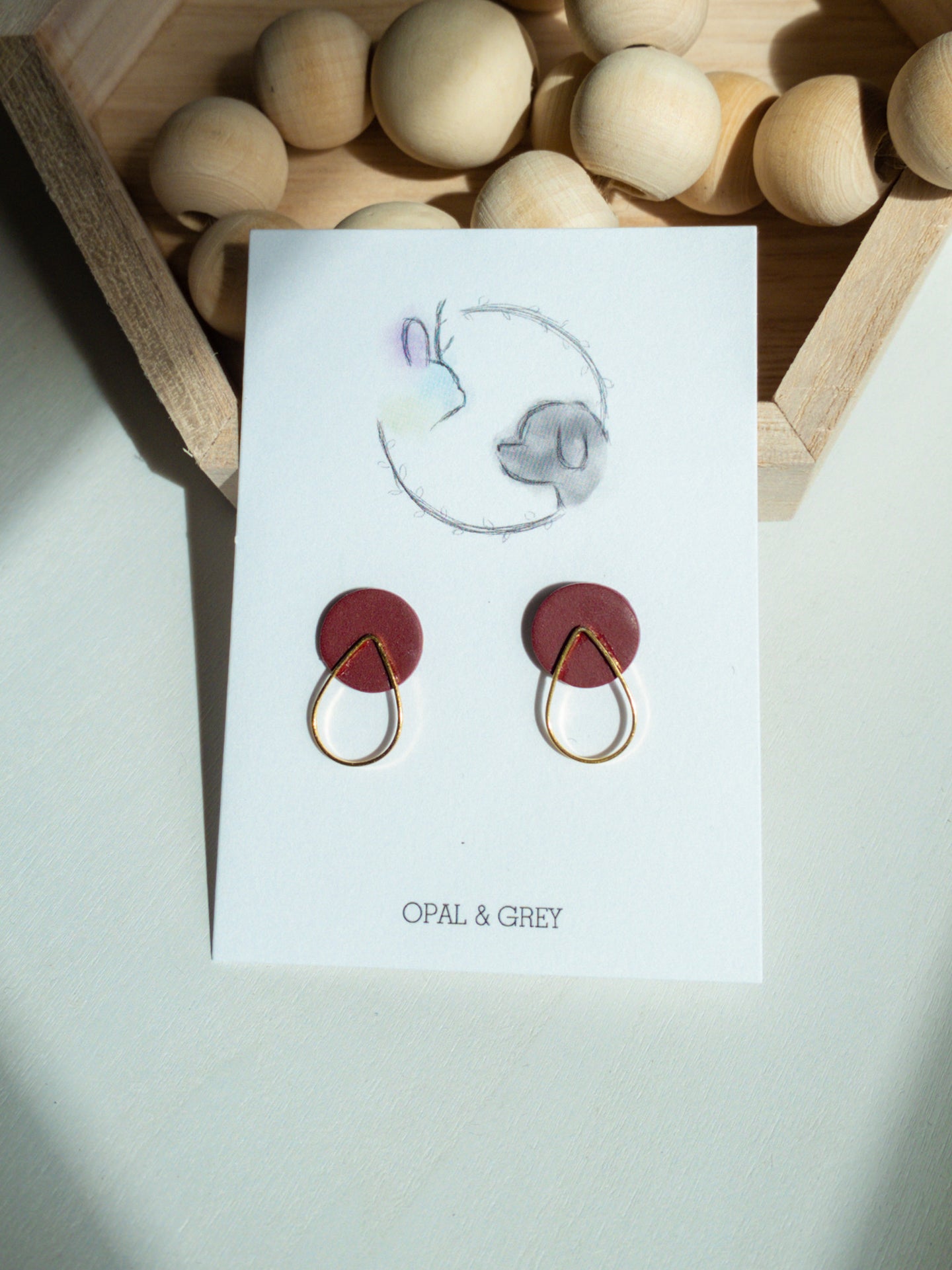 Teardrop Studs Cabernet