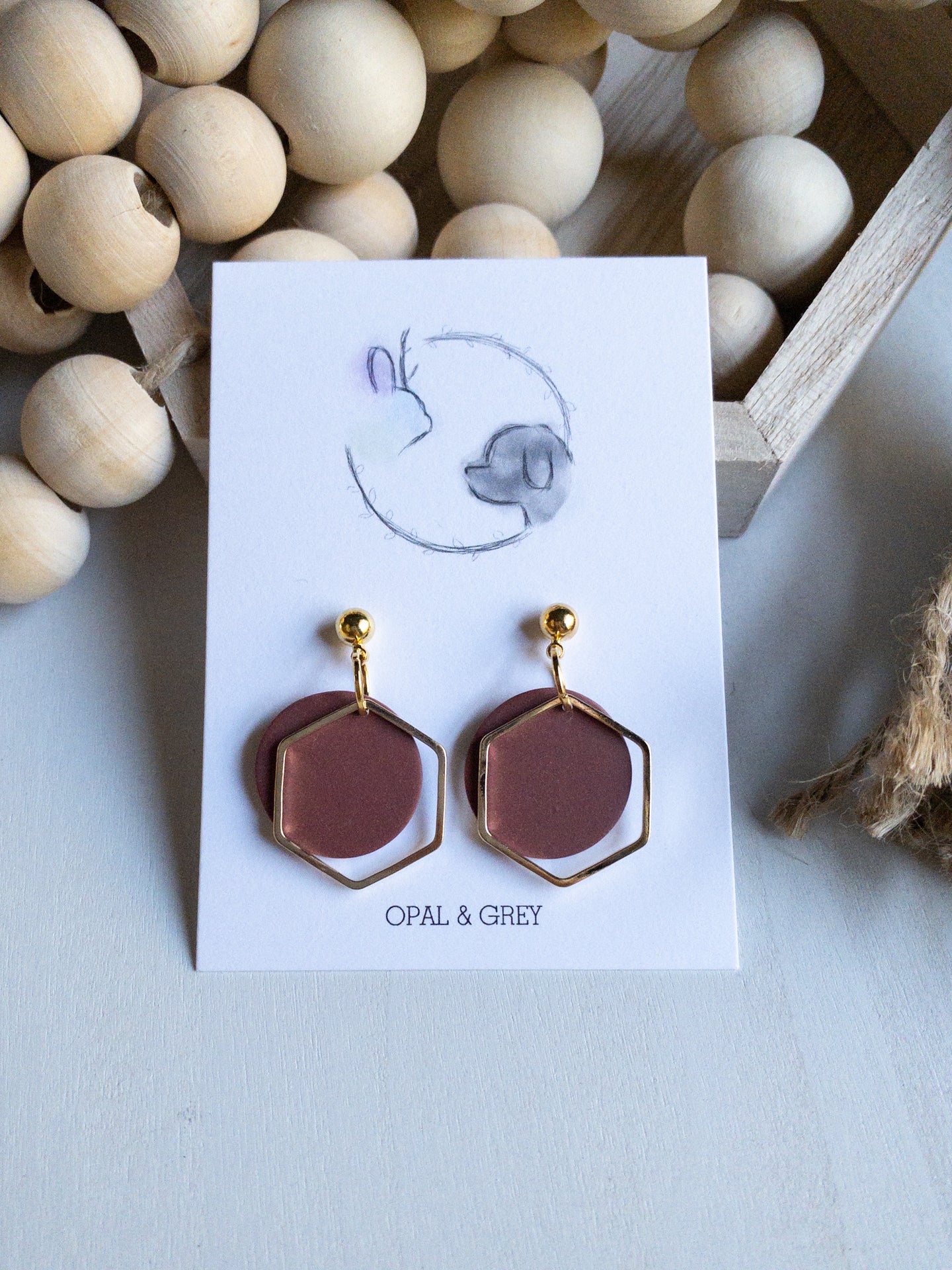 Hexagon Dangle Mauve