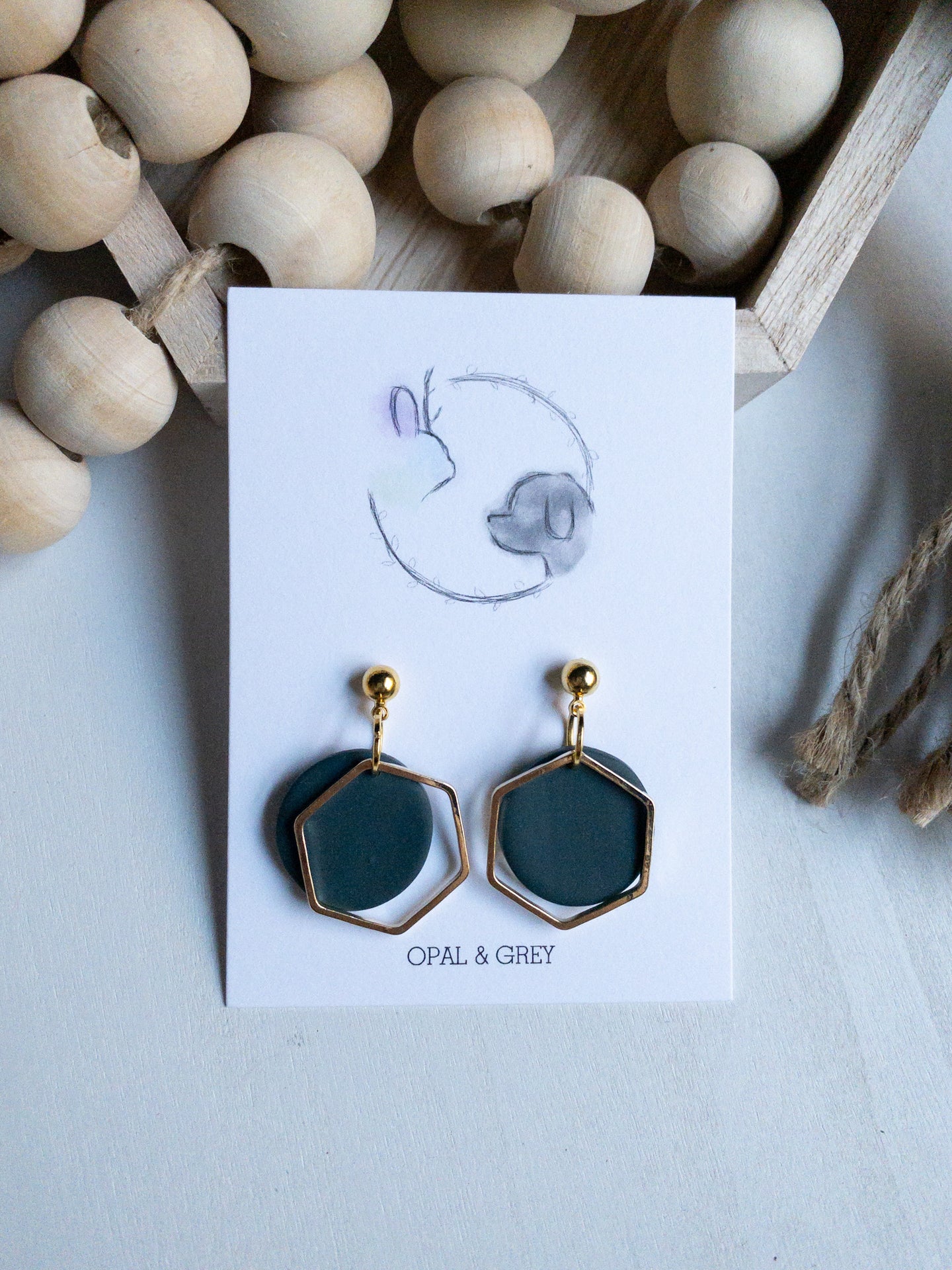 Hexagon Dangle Forest Green