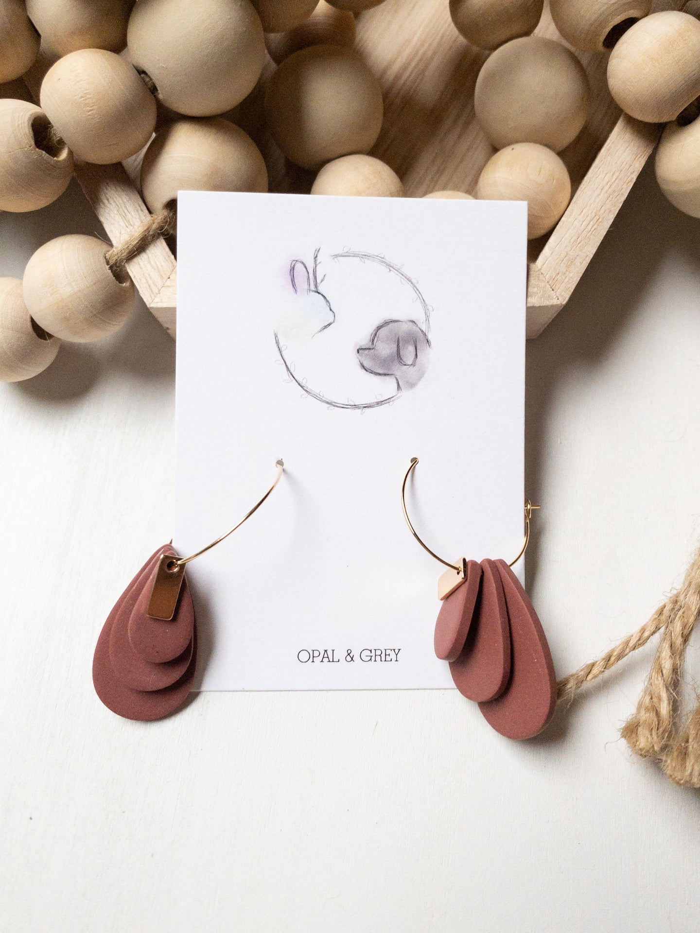 Teardrop Hoops in Mauve