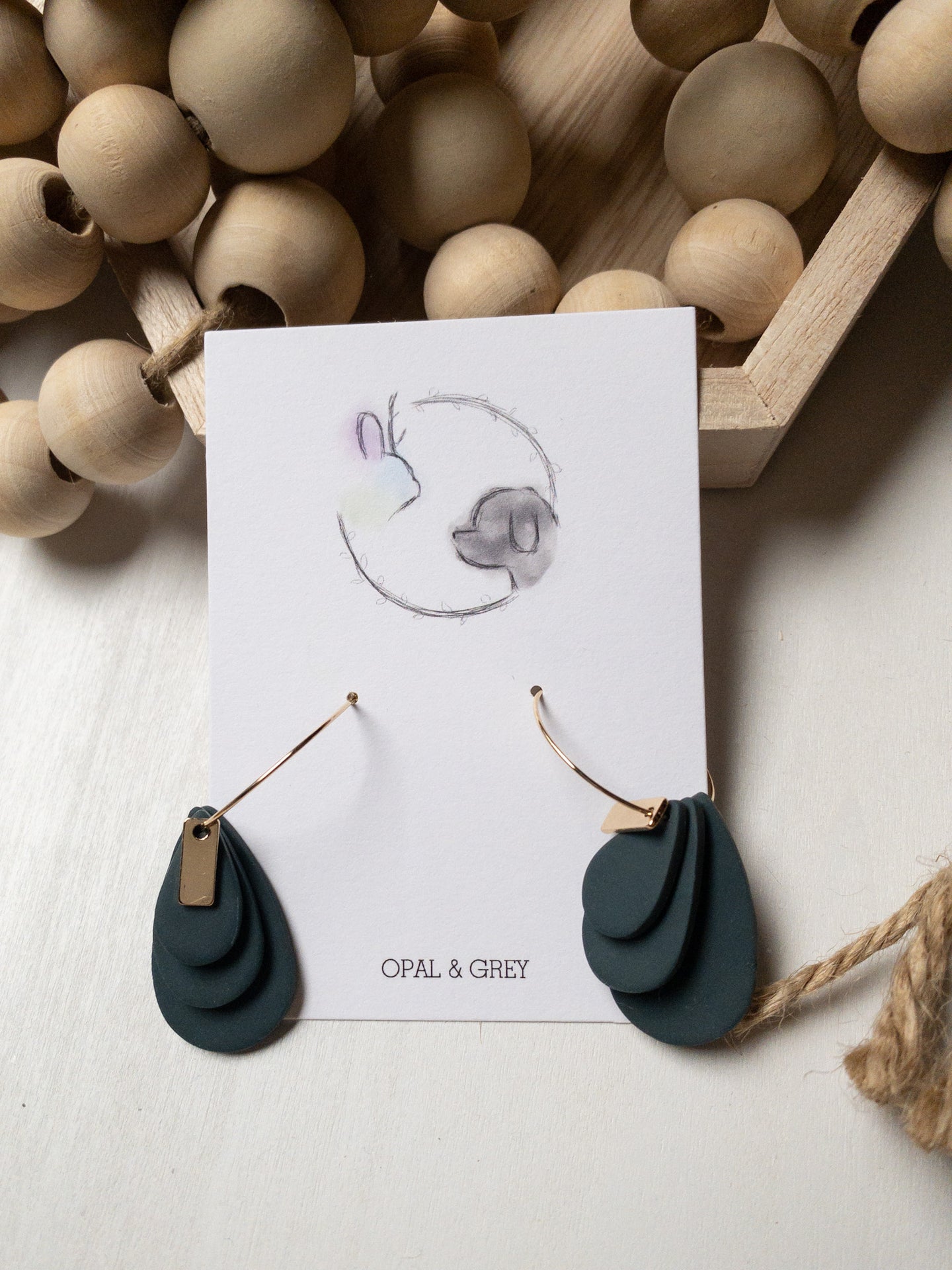 Teardrop Hoops in Navy Teal