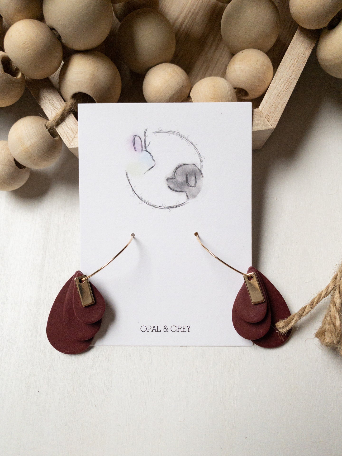 Teardrop Hoop Cabernet Red