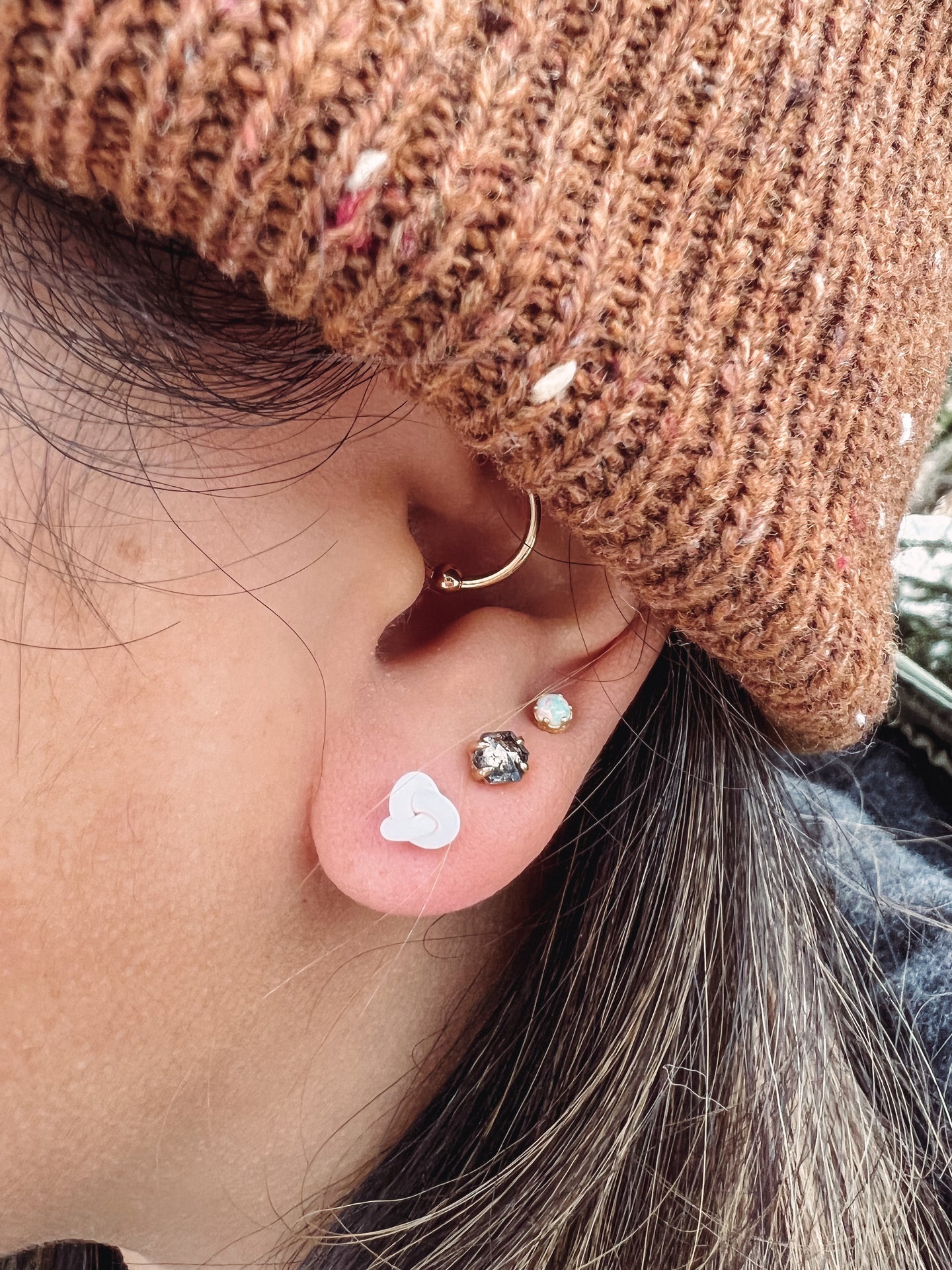 Knot Studs - White